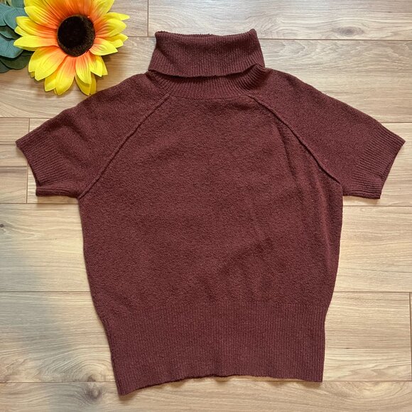 Yet again Knit Sweater Barbiecore High Neckline Shortsleeve Solid Color Slim Fit - Picture 4 of 5